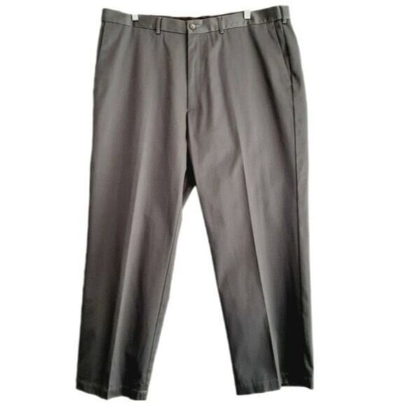HAGGAR | Straight Fit Dress Khaki Pants Grey Sz 42 - Picture 1 of 10